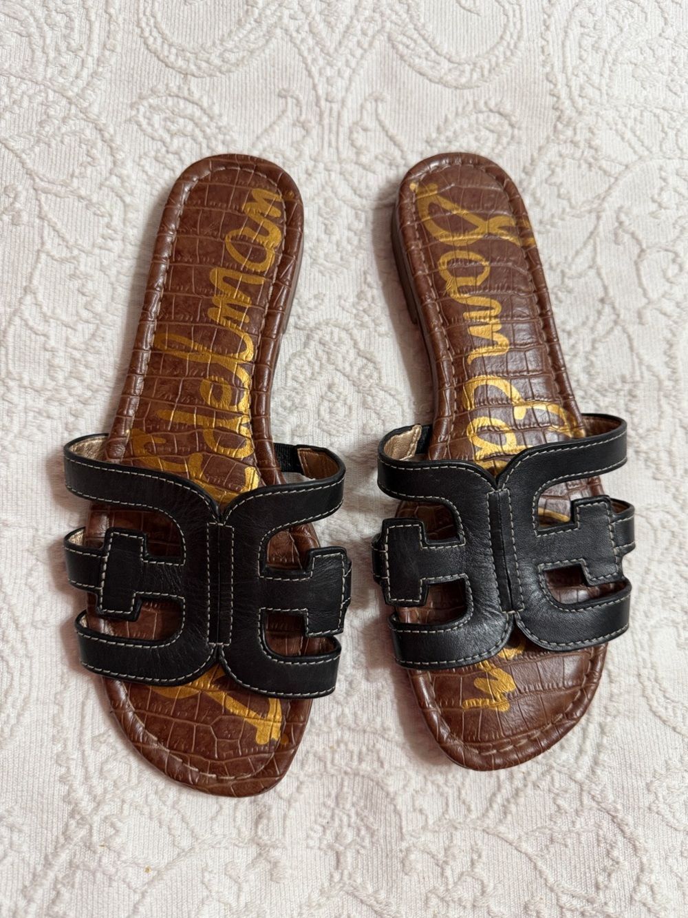 Sam Edelman Black and Brown Slide Sandals